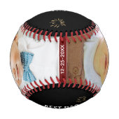BESTER VATER INDIVIDUELLES MONOGRAMM 2 Fotos Datum Baseball (Vorderseite)