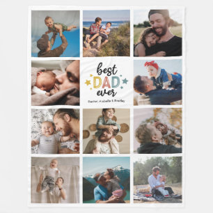 Bester Vater je 11 FotoCollage Fleecedecke