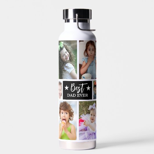 Bester Vater je 12 Foto Collage Vathers Day Gesche Trinkflasche (Links)