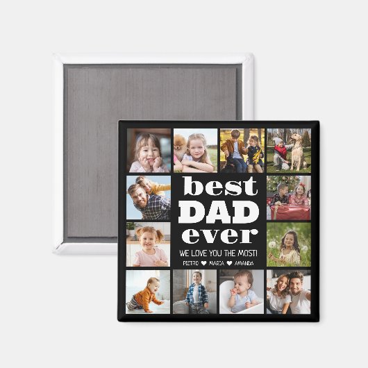 Bester VATER je 12 FotoCollage Magnet (Vorderseite/Rückseite)