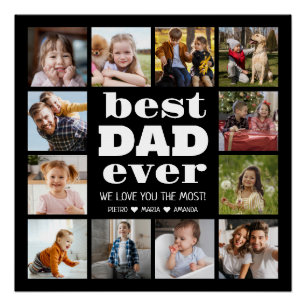 Bester VATER je 12 FotoCollage Poster