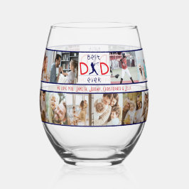 Bester Vater je 20 FotoCollage Moderner Tag der Vä Weinglas Ohne Stiel