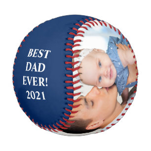 Bester Vater je 2 Foto Blau Baseball
