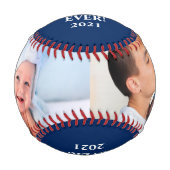 Bester Vater je 2 Foto Blau Baseball (Vorderseite)