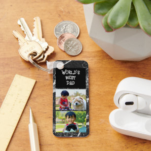 Bester Vater je 2 Foto Moderner Sake Vatertag Schlüsselanhänger