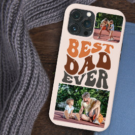 Bester Vater je 2 Foto und Groovy Retro Typografie Case-Mate iPhone Hülle