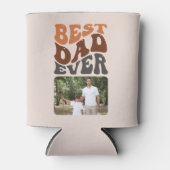 Bester Vater je 2 Foto und Groovy Retro Typografie Dosenkühler (Vorderseite)