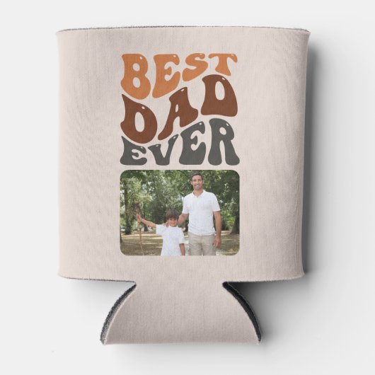 Bester Vater je 2 Foto und Groovy Retro Typografie Dosenkühler (Vorderseite)