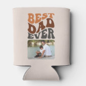 Bester Vater je 2 Foto und Groovy Retro Typografie Dosenkühler (Rückseite)