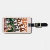 Bester Vater je 2 Foto und Groovy Retro Typografie Gepäckanhänger (Vorderseite horizontal)