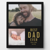 Bester Vater je 2 Fotocollage Schwarz und Gold Fotoplatte (Vorderseite)