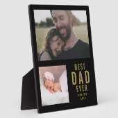 Bester Vater je 2 Fotocollage Schwarz und Gold Fotoplatte (Seite)