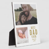 Bester Vater je 2 Fotocollage weiß und Gold Fotoplatte (Seite)