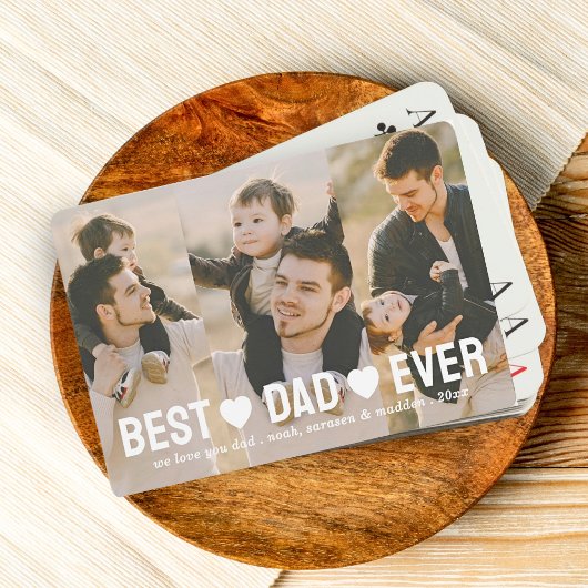Bester Vater je 3 Collage Hearts kundenspezifisch Spielkarten