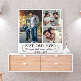 Bester Vater je 3 Foto Collage Vater Tag weiß Poster