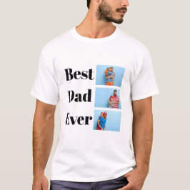 Bester Vater je 3 Foto Collage Vatertag Geschenk T-Shirt