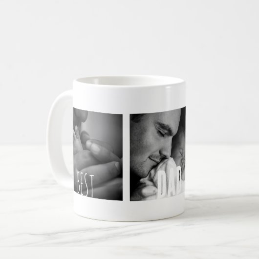 Bester Vater je 3 Foto Personalisiert Kaffeetasse (Vorderseite Links)