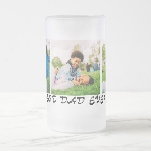 Bester Vater je 3 Fotocollage Familie - Beste Gesc Mattglas Bierglas (Mittel)