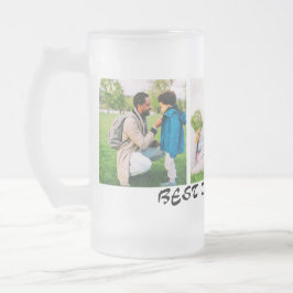 Bester Vater je 3 Fotocollage Familie - Beste Gesc Mattglas Bierglas