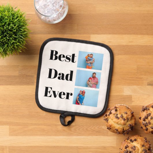 Bester Vater je 3 FotoCollage Topflappen (Oben Unten)