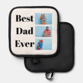 Bester Vater je 3 FotoCollage Topflappen (Vorderseite/Rückseite)