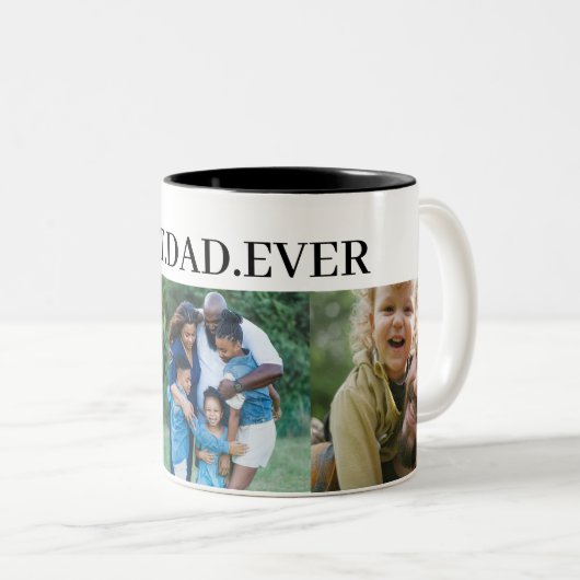 Bester Vater je 3 FotoCollage Zweifarbige Tasse (VorderseiteRechts)