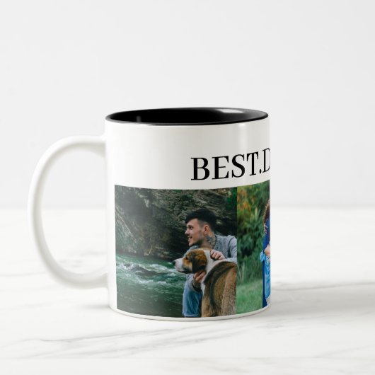 Bester Vater je 3 FotoCollage Zweifarbige Tasse (Links)