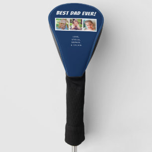 Bester Vater je 3 Fotos auf der Dark Blue Golf Hea Headcover