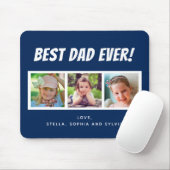 Bester Vater je 3 Fotos Dunkelblau Mousepad (Mit Mouse)
