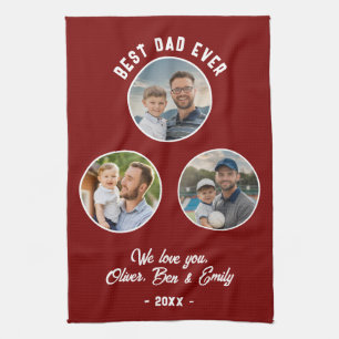Bester Vater je 3 Fotos Kindertagsgebet Geschirrtuch