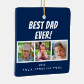 Bester Vater je 3 Fotos Navy Blue Keramikornament (Rechts)