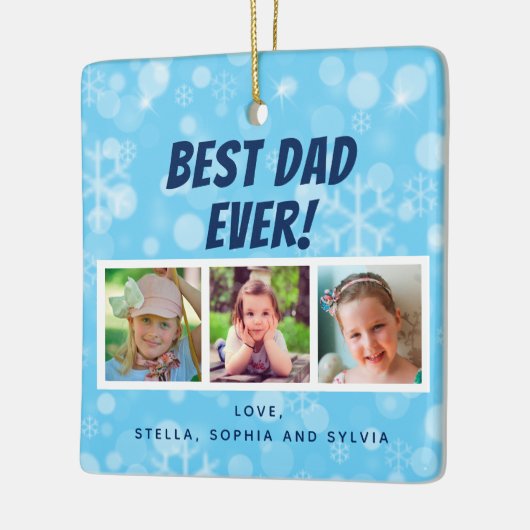Bester Vater je 3 Fotos Schneeflocken Keramikornament (Links)