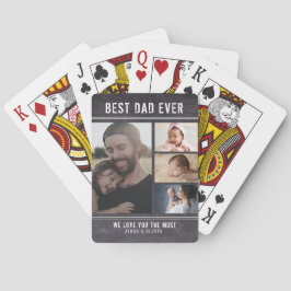 Bester Vater je 4 Familienfotografie-Collage-Chalk Spielkarten