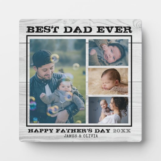 Bester Vater je 4 Familienfotografie Collage Grau  Fotoplatte (Vorderseite)