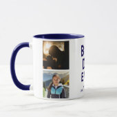 Bester Vater je 4 Foto Collage Blau Tasse (Links)