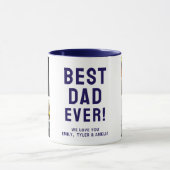 Bester Vater je 4 Foto Collage Blau Tasse (Zentrum)