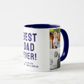 Bester Vater je 4 Foto Collage Blau Tasse (VorderseiteRechts)