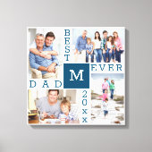 Bester Vater je 4 Foto Collage Blue White Square Leinwanddruck (Vorderseite)
