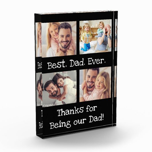 Bester Vater je 4 Foto Collage Fun Keepake Block (Links)