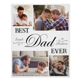 Bester Vater je - 4 Foto Collage Happy Vlies Day Poster