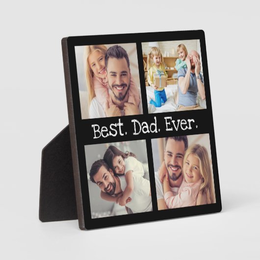 Bester Vater je 4 Foto Collage Spaß Keepake Fotoplatte (Vorderseite)
