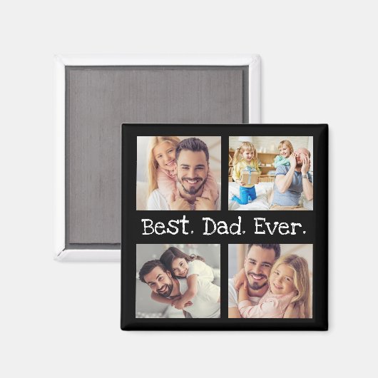 Bester Vater je 4 Foto Collage Spaß Keepake Magnet (Vorderseite/Rückseite)