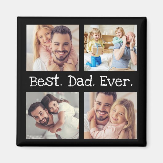 Bester Vater je 4 Foto Collage Spaß Keepake Magnet (Vorne)