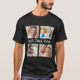 Bester Vater je 4 Foto Collage Spaß Personalisier T-Shirt