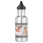 Bester Vater je 4 Foto Grau Edelstahlflasche (Links)