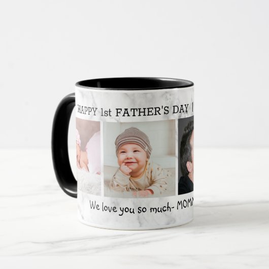 Bester Vater je 4 Foto Marmor Tasse (Vorderseite Links)