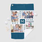 Bester Vater je 4 FotoCollage Custom Year Blue Golfhandtuch (Insitu)