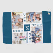 Bester Vater je 4 FotoCollage Custom Year Blue Golfhandtuch (Horizontal)