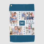 Bester Vater je 4 FotoCollage Custom Year Blue Golfhandtuch (Vorderseite)