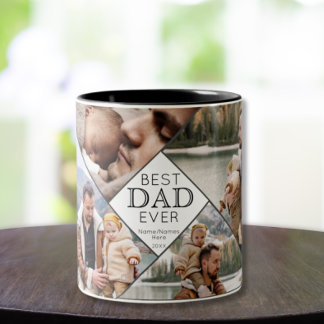 Bester Vater je 4 FotoCollage Kids Name Datum hinz Zweifarbige Tasse